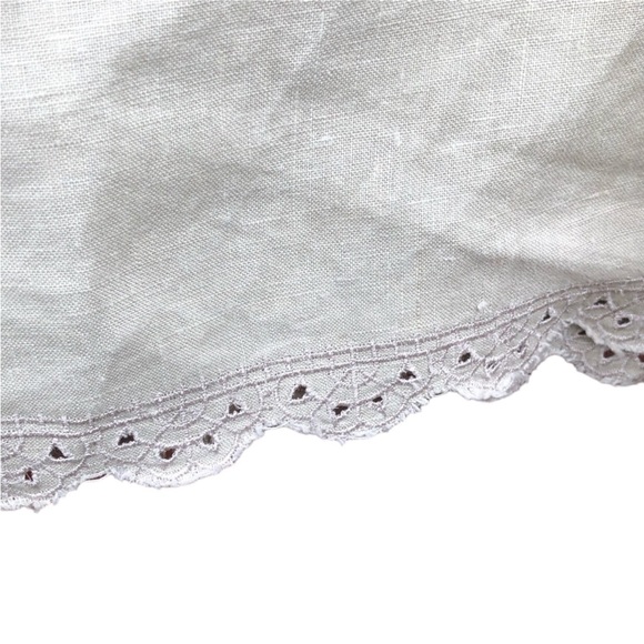 Uniform Medium 100% Linen Shirt Beige Button Up Eyelet Cream Light Top Jacket - Picture 4 of 7